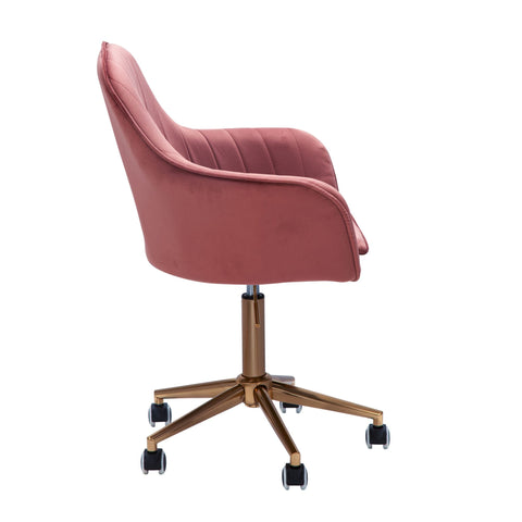 Rootz Desk Chair - Pink Velvet - Design Swivel Chair with Backrest - Height Adjustable - 120kg Work Chair - Shell Chair with Castors