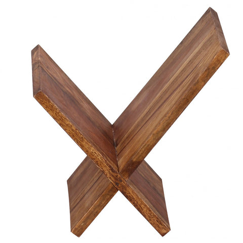 Rootz Magazine Rack - X-Shaped - Solid Wood Sheesham - 31 cm - Country House Style - Design Prospectus Holder