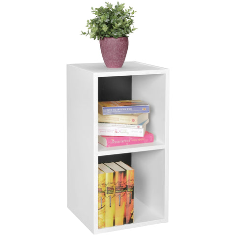 Rootz Stand Shelf - Modern Wood - White/Black - Small - Narrow Wall Shelf Storage Bookcase with 2 Shelves - 30x60x30cm