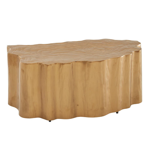 Rootz Tree Trunk Coffee Table - Modern Design - Large Living Room Table - Gold Metal - 80x45x35 cm
