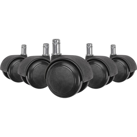 Rootz Black Castors - Set of 5 Premium - 11mm Pin - 50mm Diameter - Ideal for Hard Floors