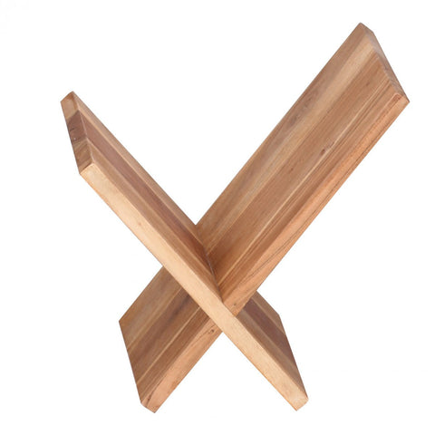 Rootz Magazine Rack -  X-Shaped - Solid Wood Acacia - 31 cm - Country House Style - Design Prospectus Holder
