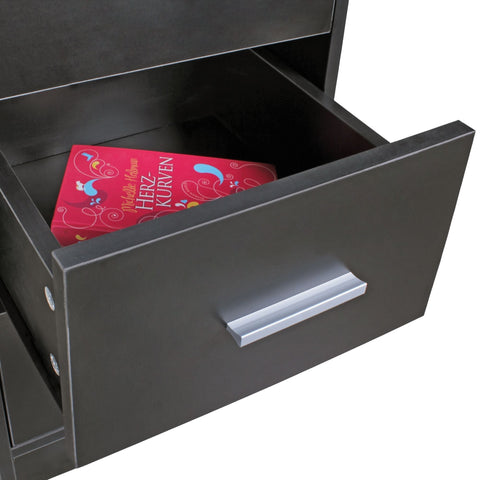 Rootz Nightconsole – Modernes Sideboard mit 3 Schubladen in Schwarz – Design-Nachttisch – Extra hoher Nachttisch – Holz – 37,5 x 68 x 35 cm