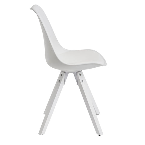 Rootz Dining Chairs - Set of 2 Retro - White Scandinavian - Upholstered chair backrest - Kitchen chair with white legs - Chair upholstered in imitation leather