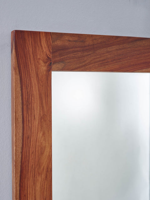 Rootz Bathroom Mirror - Design Wall Mirror with Shelf - Modern Hanging Mirror - Sheesham Wood - 65x78x12 cm