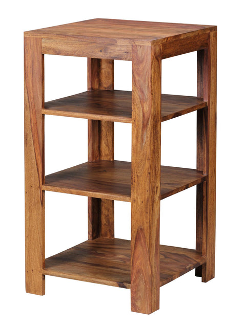 Rootz Stand Shelf - Solid Wood Sheesham - 80 cm Country Style Living Room Shelf with 3 Compartments