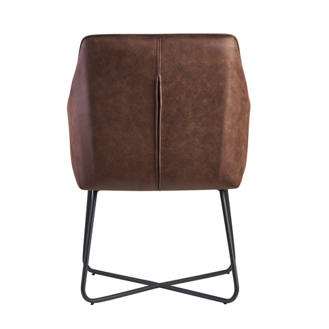 Rootz Kitchen Chair with Black Legs - Shell Chair - Metal Frame - Design Upholstered Dining Chair - Suede Brown