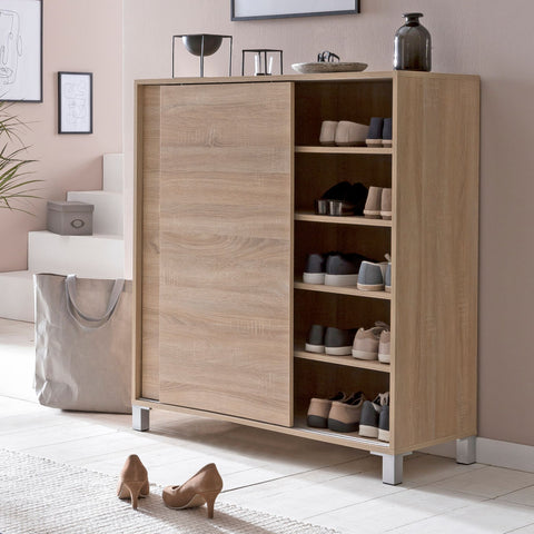 Rootz Shoe Cabinet - Sonoma - High Design Wood Shoe Rack - Large Capacity for 20 Pairs - 100x108x37.5cm