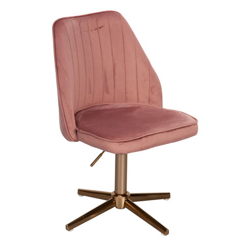 Rootz draaibare bureaustoel met rugleuning - in hoogte verstelbare kuipstoel - draaibare thuisbureaustoel - roze fluwelen ontwerp - capaciteit 120 kg 
