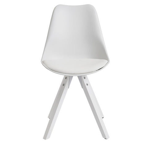 Rootz Dining Chairs - Set of 2 Retro - White Scandinavian - Upholstered chair backrest - Kitchen chair with white legs - Chair upholstered in imitation leather