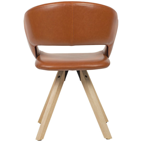 Rootz Dining Chair - Brown Faux Leather - Solid Wood Retro - Kitchen Chair with Backrest - Upholstered - Max Load 110kg