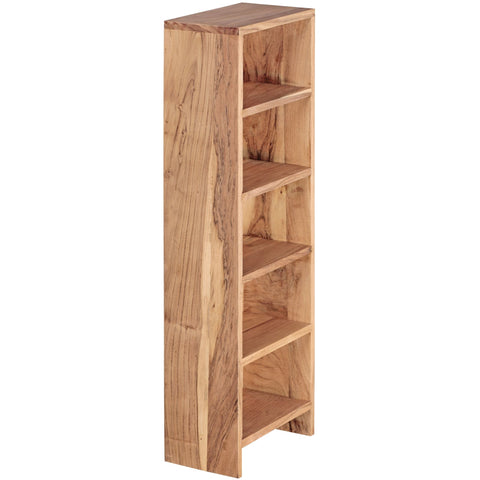 Rootz CD Shelf - Acacia Wood - Standing Shelving with 5 CD Storage Compartments - Natural Country Style Bookcase - 90 cm