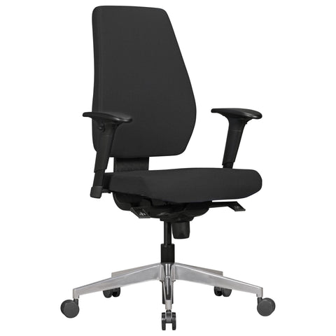 Rootz Desk Chair - Black Fabric - Modern Executive Chair - Swivel Chair with Synchronous Mechanism - Work Chair with Headrest (120kg) - Height-Adjustable Office Armchair with Rocker Function