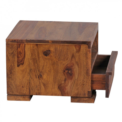 Rootz Bedside Table - Sheesham Wood - 1 Drawer Shelf - Country-Style - Solid Wood - 30 cm Cabinet