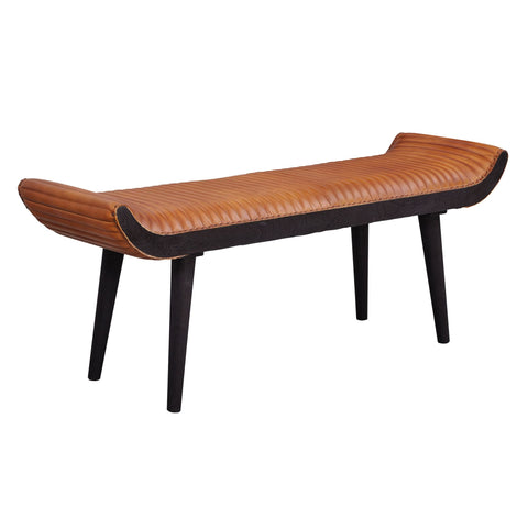 Rootz Genuine Leather Bench - Modern Design - Upholstered - Hallway - Bed - 2-Person Bench - Solid Wood - Brown - 125x51x38cm
