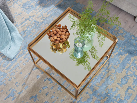 RootzCoffee Table - Square Mirrored - Glass & Metal - Gold - Modern Design - Small Side Table - 60x60x41 cm