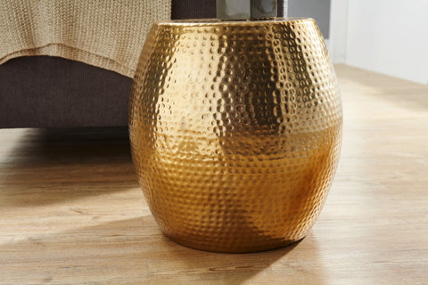 Rootz Beistelltisch – goldenes Aluminium – orientalischer runder Tisch – moderner Designer-Aktentisch aus Metall – schlanker antischisch – kleiner gehämmerter Akzenttisch – 42 x 42 x 42 cm 