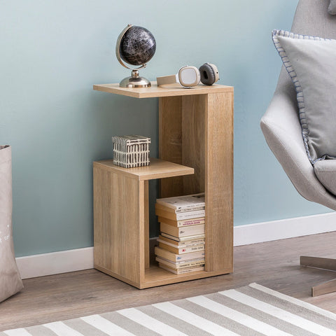 Rootz Holz-Beistelltisch – Sonoma – Design für Sofa oder Kaffee – kleiner und moderner quadratischer Tisch – 35 x 29,5 x 60 cm