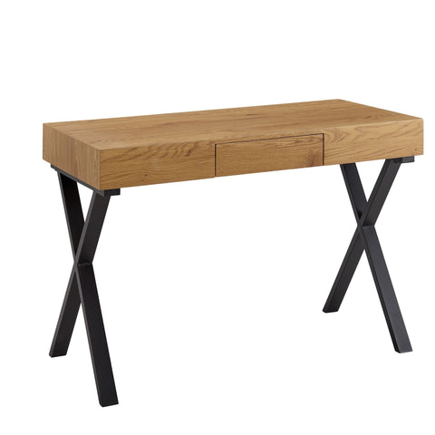 Rootz Bureau - Design Computertafel met Lade - Klein thuiskantoor - Studeertafel met opbergruimte - Eiken Decor - Zwart - 105x55x76 cm 