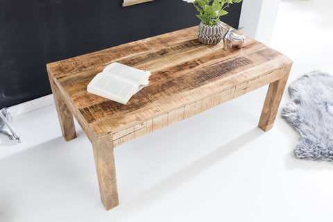 Rootz Tisch – Massivholz – natürliches Mangoholz – rustikaler Couchtisch im Landhausstil – Wohnzimmertisch aus Massivholz – 110 x 60 x 47 cm 