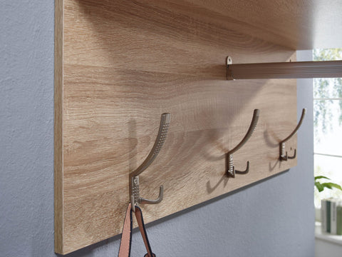 Rootz Wardrobe with Shoe Chest Sonoma Oak - Modern Design Coat Rack - Wall Wardrobe Set for Hallway - Wardrobe Panel with Shelf - Hallway Wardrobe