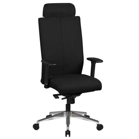 Rootz Office Chair - Black Fabric - Desk Chair - Boss Chair - Swivel Chair with Synchronous Mechanism - Headrest (120kg)