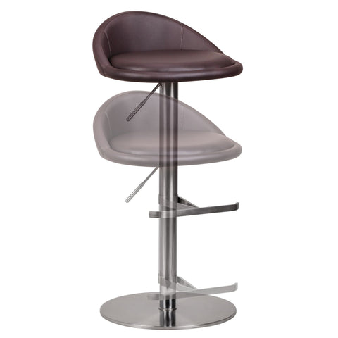 Rootz Bar Stool - Rotatable - Durable M1 Stainless Steel - Contemporary Adjustable Design - Brown Chair