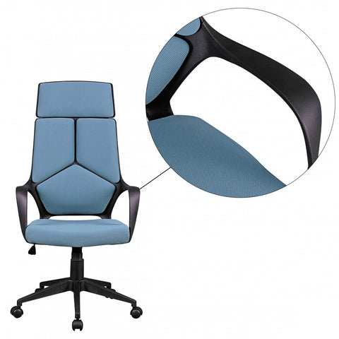 Rootz Office Chair - Blue Fabric - Design Executive Chair - Swivel Chair with Tilt Mechanism and Armrests