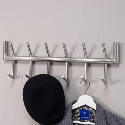 Rootz Wandgarderobe – Metall Silber – Design Flurgarderobe Stahl – Wandpaneel-Hakenleiste – Garderobenwand – 60 x 19 x 10 cm