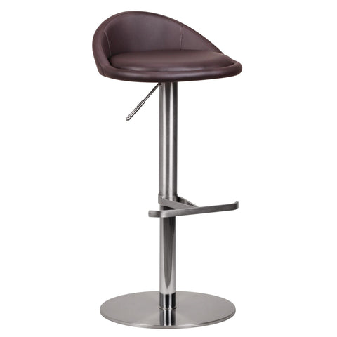 Rootz Bar Stool - Rotatable - Durable M1 Stainless Steel - Contemporary Adjustable Design - Brown Chair