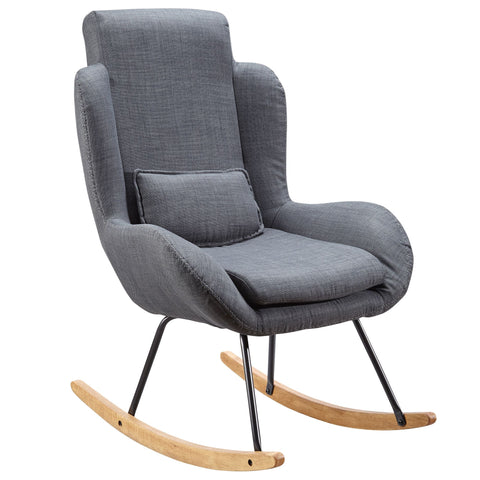 Rootz Rocchair - Modern Anthracite Fabric Swing Armchair - Wood Frame - Upholstered Relax Chair - 75x110x88.5CM