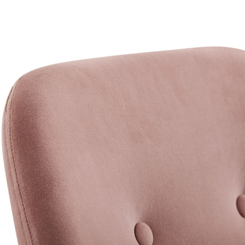 Rootz Rocchair - Velvet Design Relax Chair - Wood Frame - Upholstered Relaxation Armchair - Pink - 71x76x70cm