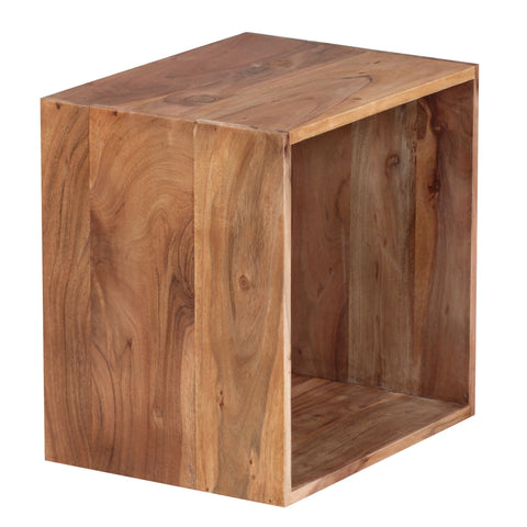 Rootz Stand Shelf - Solid Wood Acacia - 43.5 cm - Cube Design - Natural Product Wooden Shelf - Country House Style Side Table