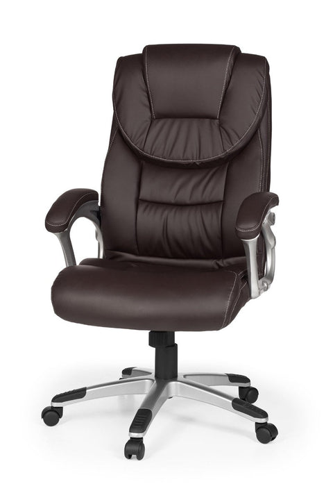 Rootz Office Chair - Brown Artificial Leather - Ergonomic with Headrest - Design Executive Chair - Desk Chair with Rocker Function - Swivel Chair - High Backrest (X-XL, 120kg)