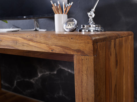 Rootz Desk - Solid Wood Sheesham - 120 cm Wide - Filing Office Table in Country Style - Real Wood Design