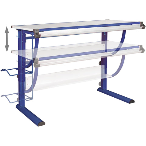 Rootz Holzschreibtisch – Blau-Weiß – Neigbarer Schreibtisch für junge Studenten – Design Kinder – Höhenverstellbarer Kinderschreibtisch – 120 x 60 cm 