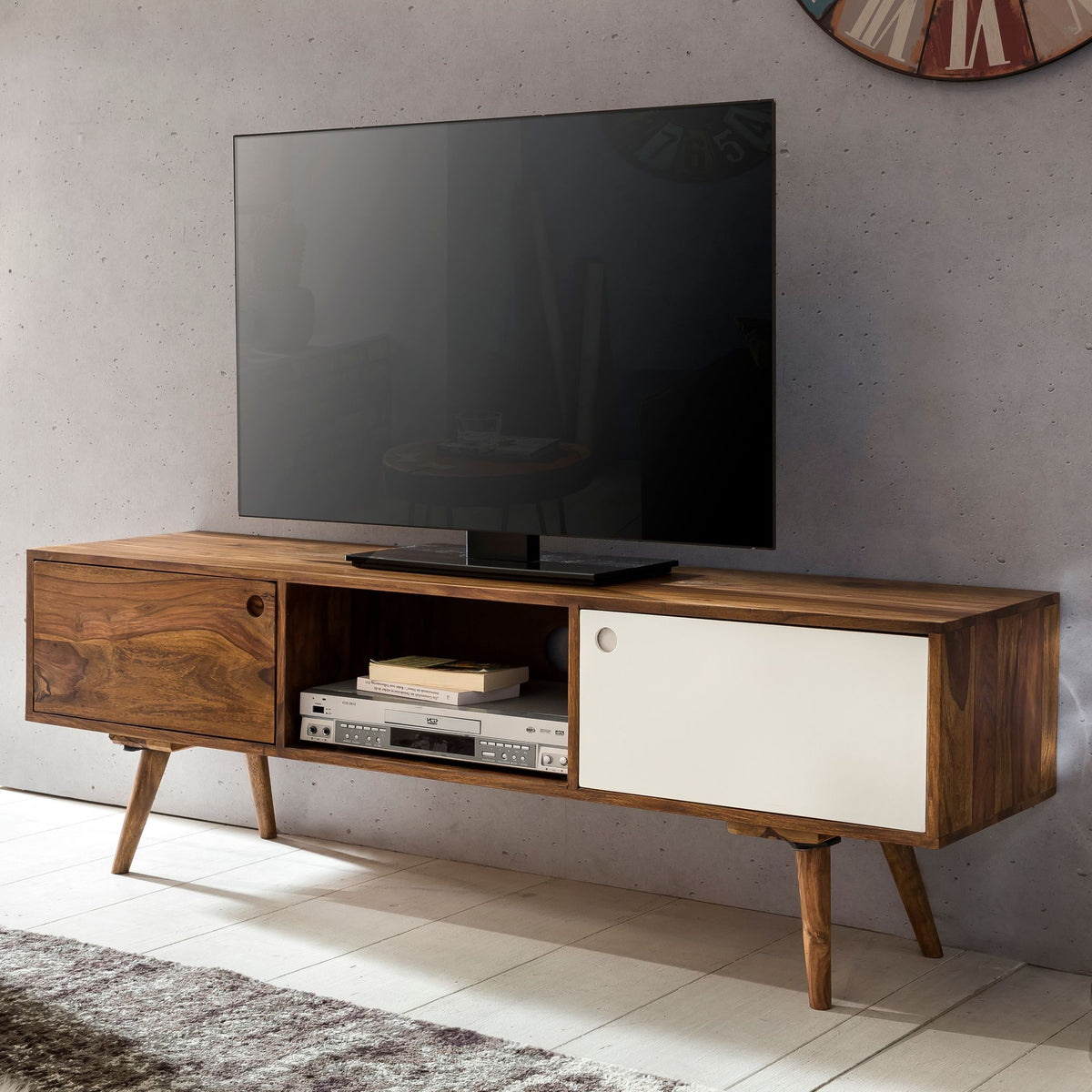Rootz TV Lowboard - Country TV Unit with 2 Doors & 1 Drawer - Shelf Ca ...