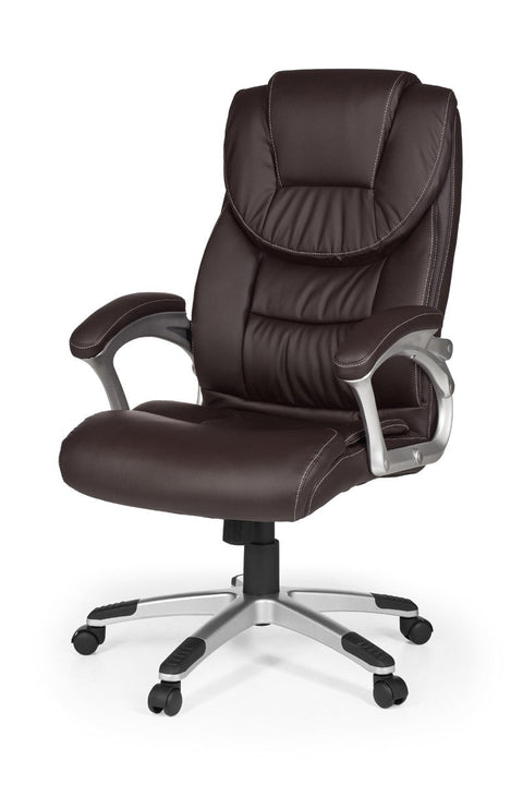 Rootz Office Chair - Brown Artificial Leather - Ergonomic with Headrest - Design Executive Chair - Desk Chair with Rocker Function - Swivel Chair - High Backrest (X-XL, 120kg)