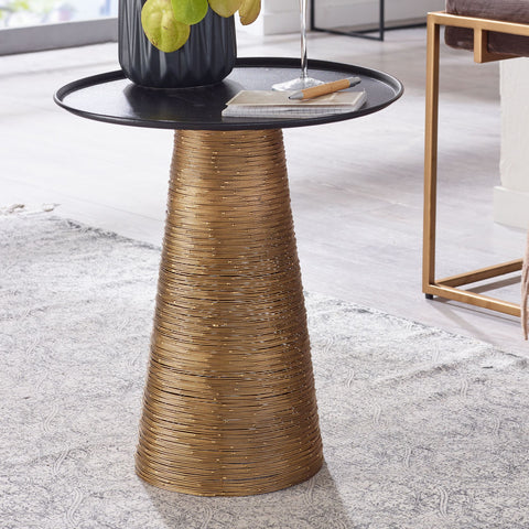 Rootz Side Table - Aluminum - Round Metal Coffee Table - Modern Living Room Accent - Gold and Black - 40x40x45 cm
