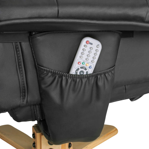 Rootz TV Armchair - Comfort - Black Synthetic Leather Cover - Design Relax Armchair - Swivel with Stool - XXL (110kg) - No Motor