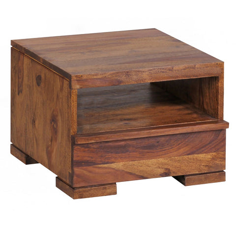 Rootz Bedside Table - Sheesham Wood - 1 Drawer Shelf - Country-Style - Solid Wood - 30 cm Cabinet