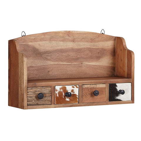 Rootz Floating Spice Rack - Small Design with Drawers - Wall Hanging Shelf - Solid Acacia Wood - 60x36x18 cm