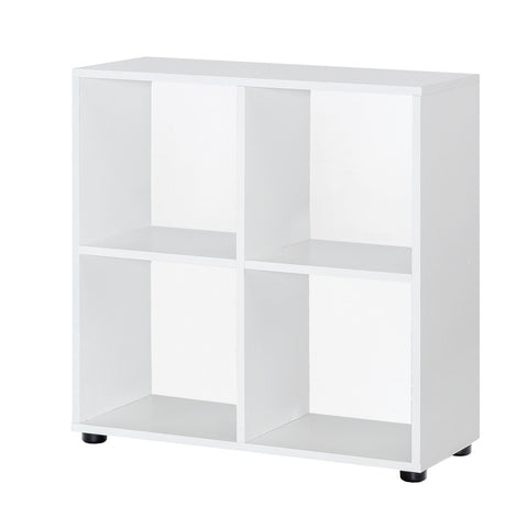 Rootz Bookcase - Modern Freestanding Wooden Shelf with 4 Compartments - Divider Cube Shelf for Open Storage - 70 x 72 x 29 cm