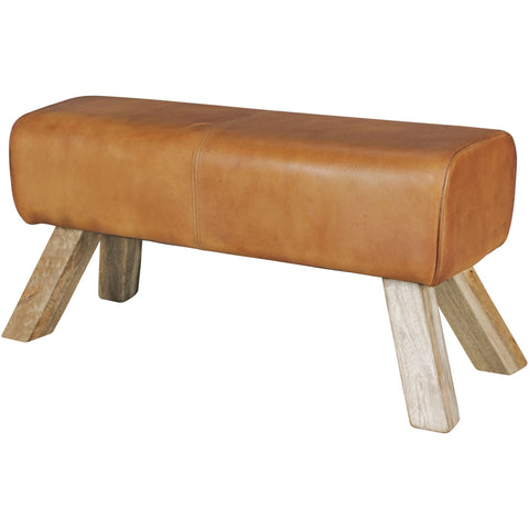 Rootz Seat Bench - Design Brown Leather - Swivel Chair Bench Stool - Wardrobe Bench Stool - 90 x 30 x 43 cm