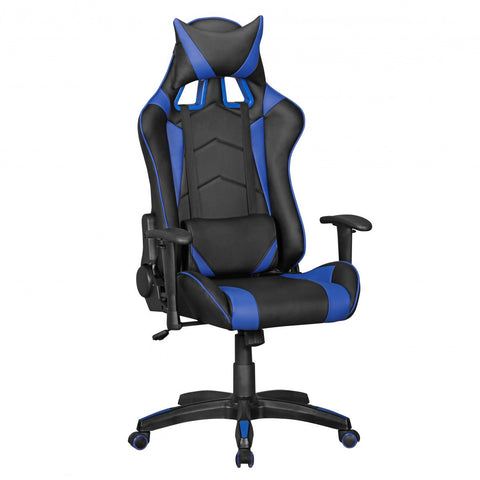 Rootz Office Chair - Black & Blue Leather-Look - Desk Chair - Executive Chair - Gaming Chair - Swivel Chair with Sport Racing Optics