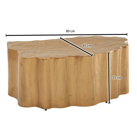 Rootz Tree Trunk Coffee Table - Modern Design - Large Living Room Table - Gold Metal - 80x45x35 cm