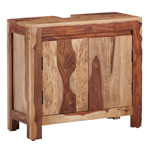 Rootz Bathroom Cabinet - Standing Base Cabinet with 2 Doors - Small and Stylish Midi Cabinet - Solid Sheesham Wood - 67x62x30 cm