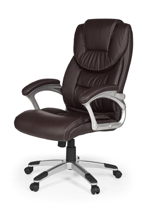 Rootz Office Chair - Brown Artificial Leather - Ergonomic with Headrest - Design Executive Chair - Desk Chair with Rocker Function - Swivel Chair - High Backrest (X-XL, 120kg)