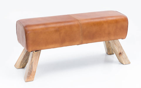 Rootz Seat Bench - Design Brown Leather - Swivel Chair Bench Stool - Wardrobe Bench Stool - 90 x 30 x 43 cm