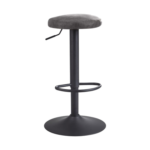 Rootz Stool - Backrest-Free - Kitchen Stool, Fabric-Metal Design - Counter Stool, Bistro Stool - Gray Suede - 58-79cm